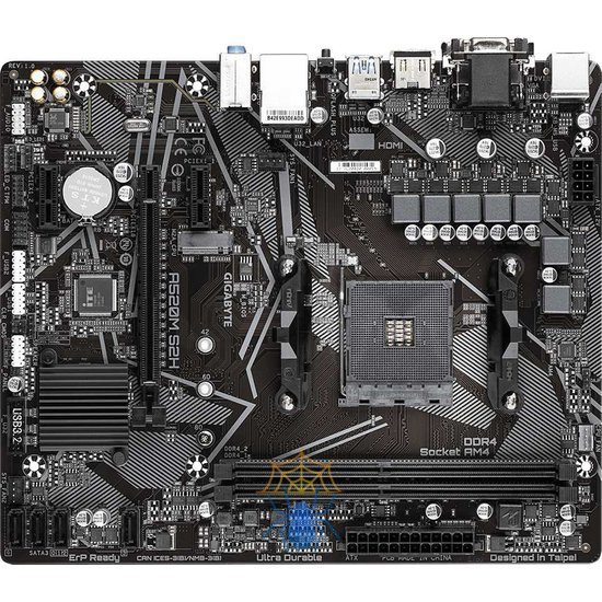 Материнская плата Gigabyte A520M S2H Soc-AM4 AMD A520 2xDDR4 mATX AC`97 8ch(7.1) GbLAN RAID+VGA+DVI+HDMI фото 2