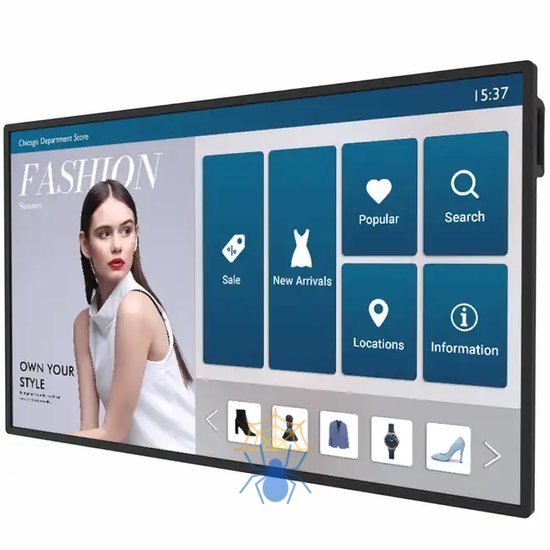 Информационный дисплей 55'' 16:9 3840x2160(UHD 4K) IPS, TOUCH, 40-touch point, 60 Hz, 400cd/m2, H178°/V178°, 1300:1, 1.07B, 9 ms, VGA, 3xHDMI, DP, RJ-45,  2xUSB Type A, USB Type B, Speakers, OPS Slot, WiFi, Android 8, 18/7, 3Y, Black фото 3