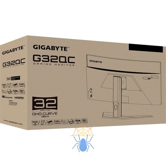 Монитор Gigabyte 31.5" G32QC A черный VA LED 1ms 16:9 HDMI HAS 350cd 178гр/178гр 2560x1440 165Hz DP 2K USB 7.8кг фото 8