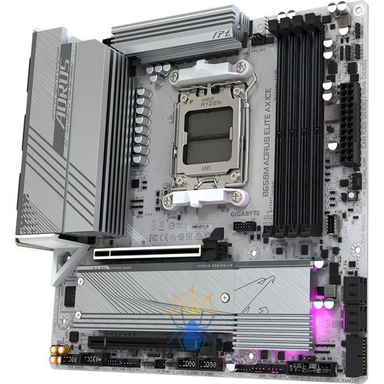 Материнская плата Gigabyte B650M A ELITE AX ICE SocketAM5 AMD B650 4xDDR5 mATX AC`97 8ch(7.1) 2.5Gg RAID+HDMI+DP фото 3