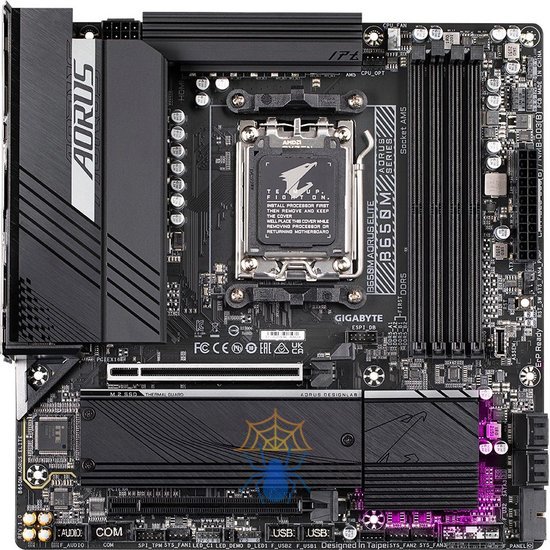 Материнская плата Gigabyte B650M AORUS ELITE SocketAM5 AMD B650 mATX AC`97 8ch(7.1) 2.5Gg RAID+HDMI+DP фото 2