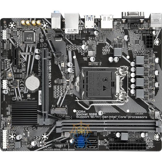 Материнская плата Gigabyte H510M S2H V3 Soc-1200 Intel H470 2xDDR4 mATX AC`97 8ch(7.1) GbLAN+VGA+HDMI+DP фото