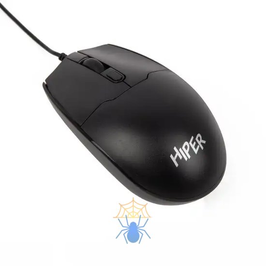 Мышь HIPER WIRED MOUSE OM-1100, USB, 1600dpi, 4but, 1.8m, black фото 2