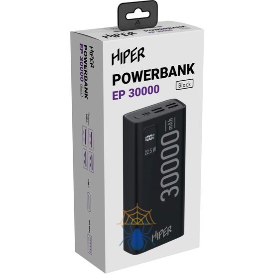 Мобильный аккумулятор Hiper EP 30000mAh QC/PD 3A 4xUSB-A/USB-C черный (EP 30000 BLACK) фото 2