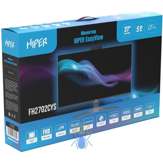 Монитор Hiper 27" EasyView FH2702CYS черный IPS LED 5ms 16:9 HDMI M/M Cam матовая 250cd 178гр/178гр 1920x1080 75Hz FreeSync DP FHD USB 4.6кг фото 15