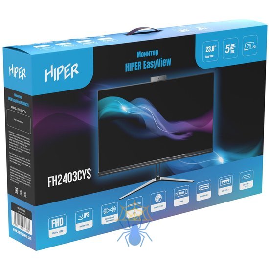 Монитор Hiper 23.8" EasyView FH2403CYS черный IPS LED 5ms 16:9 HDMI M/M Cam матовая Piv 250cd 178гр/178гр 1920x1080 75Hz FreeSync DP FHD USB 3.8кг фото 13