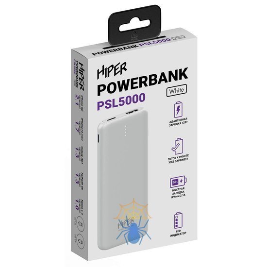 Мобильный аккумулятор Hiper PSL5000 5000mAh 2.1A белый (PSL5000 WHITE) фото 4