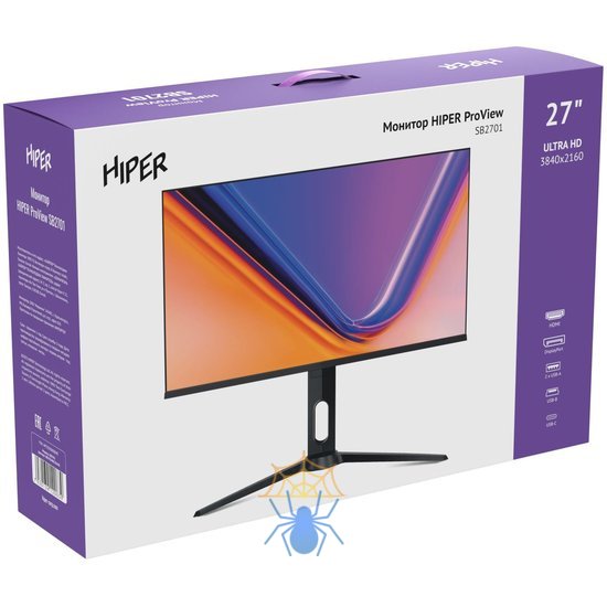 Монитор Hiper 27" ProView SB2701 черный IPS LED 5ms 16:9 HDMI M/M матовая HAS Piv 300cd 178гр/178гр 3840x2160 60Hz FreeSync DP Quad 4K (2160p) USB 6.1кг фото 7