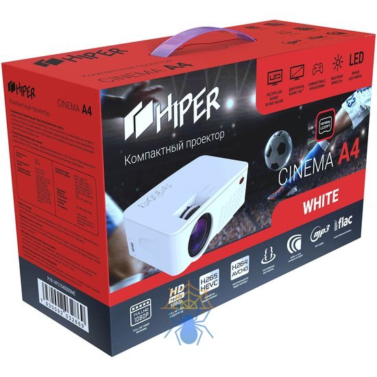 Проектор Hiper Cinema A4 White LCD 2500Lm (800x480) 1800:1 ресурс лампы:50000часов 2xUSB typeA 1xHDMI 1кг фото 2