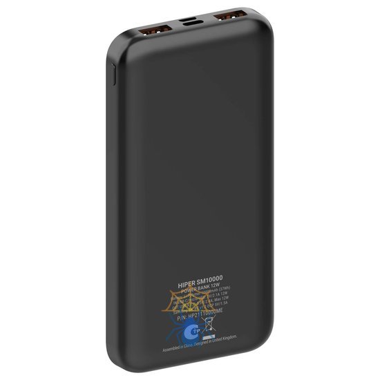 Мобильный аккумулятор Hiper SM10000 10000mAh 12W 2.4A 2xUSB-A/USB-C черный (SM10000 BLACK) фото 2