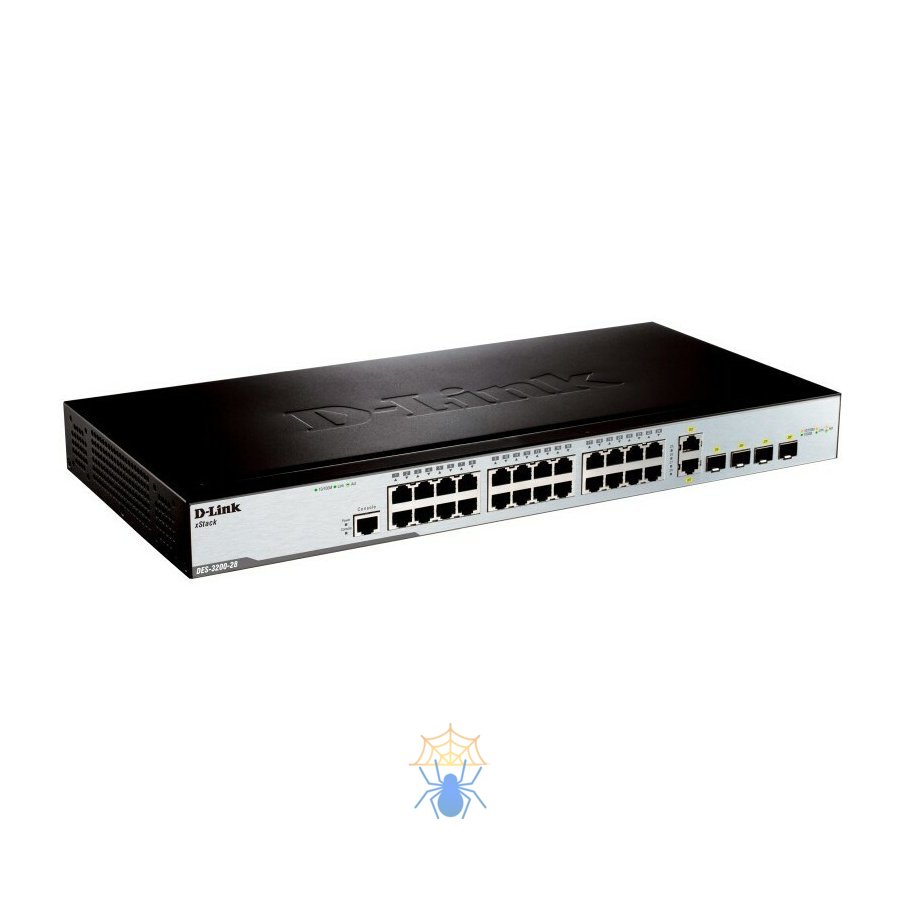 24-Port 10/100Mbps + 2 Combo 1000BASE-T/SFP + 2 SFP L2 Management Switch 16K MAC address, 4K of 802,1Q VLAN Support, QoS support фото 2