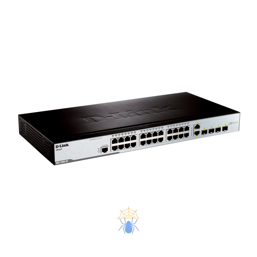 24-Port 10/100Mbps + 2 Combo 1000BASE-T/SFP SFP L2 Management Switch 16K MAC address, 4K of 802,1Q VLAN Support, QoS support Refurbished D-Link DES-3200-28_RFB/B1 фото 2