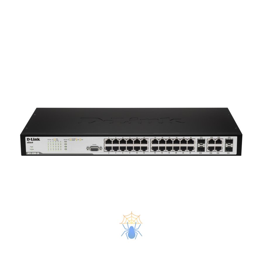 24-Port 10/100Mbps + 2 Combo 1000BASE-T/SFP SFP L2 Management Switch 16K MAC address, 4K of 802,1Q VLAN Support, QoS support Refurbished D-Link DES-3200-28_RFB/B1 фото 7