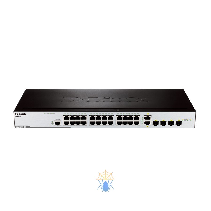 24-Port 10/100Mbps + 2 Combo 1000BASE-T/SFP SFP L2 Management Switch 16K MAC address, 4K of 802,1Q VLAN Support, QoS support Refurbished D-Link DES-3200-28_RFB/B1 фото