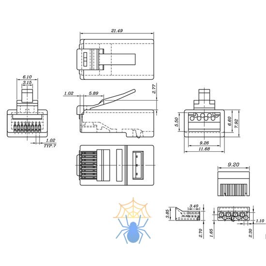 Rj45 разъем чертеж