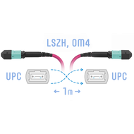 Патчкорд оптический MPO/UPC FF MM (50/125 OM4) 12 волокон 1 метра (Cross) SNR SNR-PC-MPO/UPC-MPO/UPC-FF-MM4-12F-1m