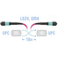 Патчкорд оптический MPO/UPC FF MM (50/125 OM4) 12 волокон 10 метров (Cross) SNR SNR-PC-MPO/UPC-MPO/UPC-FF-MM4-12F-10m